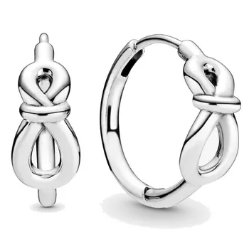 Pôvodné Šumivé Infinity Uzol Luk Hoop Náušnice Pre Ženy 925 Sterling Silver Darček Módne Šperky