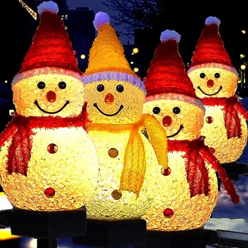 LED Vianočné Snehuliak Svetlá Vonkajšie Nepremokavé Solárne Záhradné Kosačky Lampy Ard Plot Svetlá pre Dovolenku Strany Svietidla Dekorácie