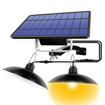 Dvojité Hlavy Solárne Prívesok Svetlo Vonkajšie Vnútorné Vodotesné 60 LED Solárna Lampa s Potiahnite Spínač Osvetlenia pre Záhradné Flood Light