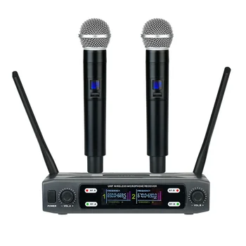 Bezdrôtový Mikrofón System Professional 2 Kanály, Ručné Karaoke Mikrofón na spoločenské Stretnutie Cirkvi Zobraziť Domov