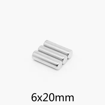 2 KS 6x20 mm Silné Silné Magnety N35 Malé Okrúhle Magnet Disk 6x20mm Trvalé Neodýmu Silný Magnet 6*20 mm