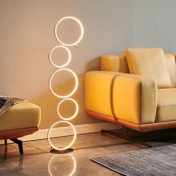 Nordic Minimalistický Krúžok Dizajn Led Poschodí Lampa Obývacia Izba, Rohová Sedačka Domov Dekor Interiéru Osvetlenie Spálne Posteli Stojí Svetlo